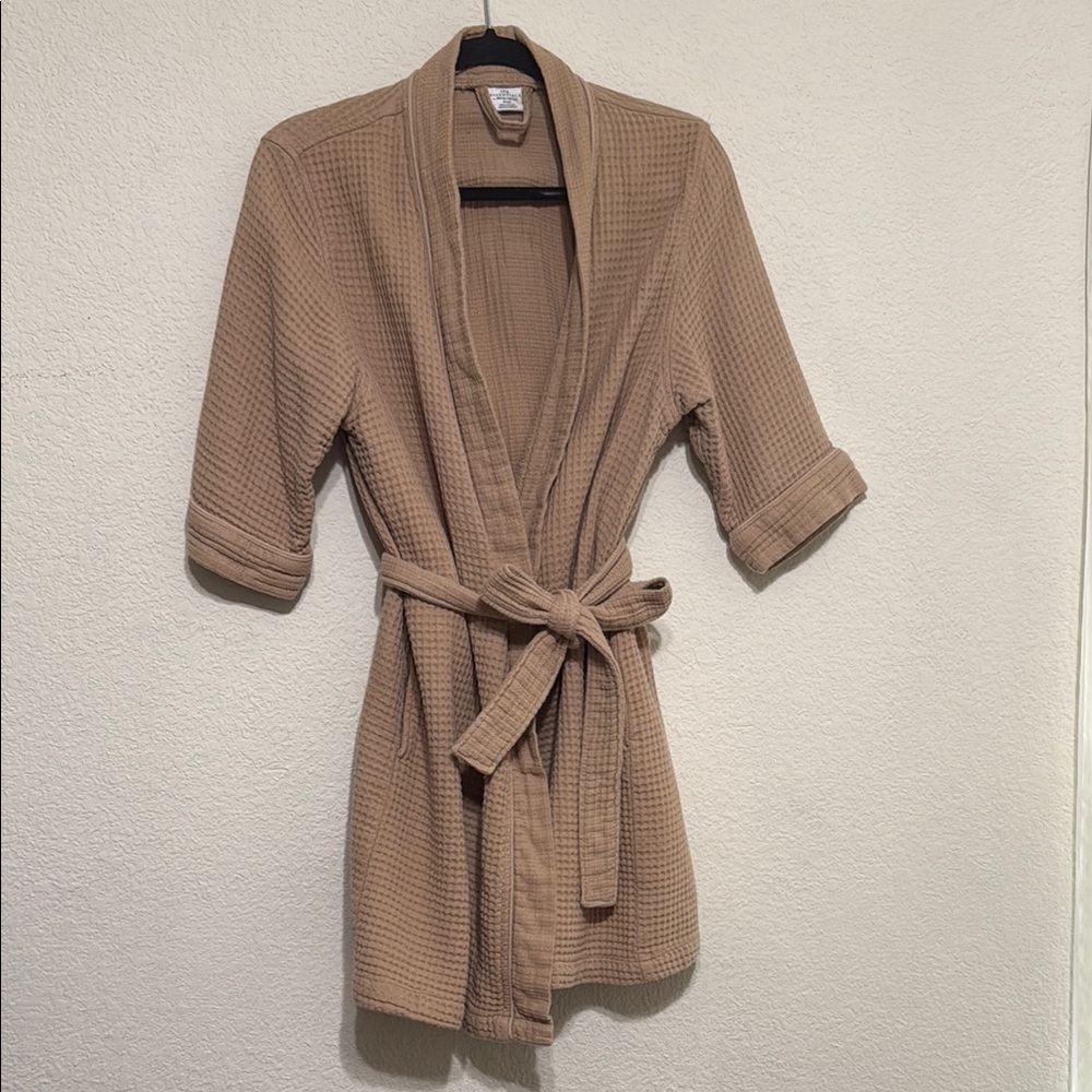 Sleep Sense Spa Essentials Cozy Organic Turkish Cotton Gauze Robe Womens - Tan